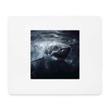 Großer Weißer Hai Angriff Ozean Design - Mousepad (Querformat) - Weiß - Vorne