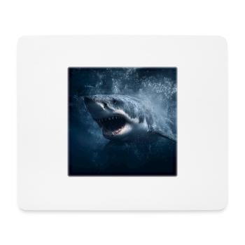 Großer Weißer Hai Angriff Ozean Design Raubfisch - Mousepad (Querformat) - Weiß - Vorne