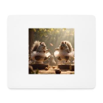 Tanzende Eichhörnchen im Tutu mit Eicheln - Mousepad (Querformat) - Weiß - Vorne