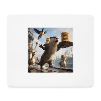 Funny Otter Pancake Chaos Harbor Design - Mouse Pad (horizontal) - white - Front