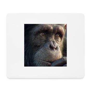 Schimpanse Porträt – Realistischer Affe Fokus - Mousepad (Querformat) - Weiß - Vorne