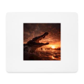 Wild Crocodile Action Sunset River - Mouse Pad (horizontal) - white - Front