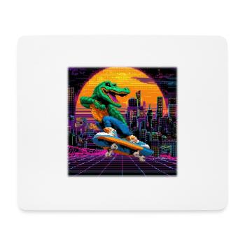 Crocodile Pixel Skating dans le Synthwave rétro des années 80 - Tapis de souris (format paysage) - blanc - Devant