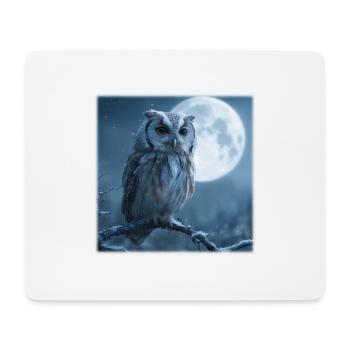 Schnee-Eule Vollmond Magische Winternacht - Mousepad (Querformat) - Weiß - Vorne