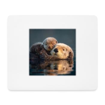 Otter-Liebe Mutter und Baby auf dem Wasser - Mousepad (Querformat) - Weiß - Vorne