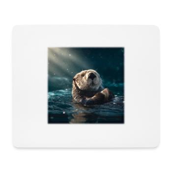 Sea Otter: Relaxing on the Water with a Shell - Mouse Pad (horizontal) - white - Front