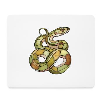 Elegant Mosaic Snake: Stained Glass Reptile Art - Mouse Pad (horizontal) - white - Front