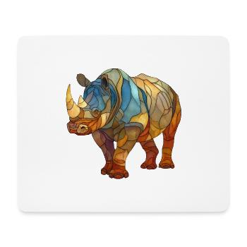 Mosaik Nashorn Kraftvolles Glasmalerei Design - Mousepad (Querformat) - Weiß - Vorne