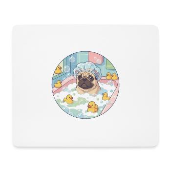 Mopps-Badetag - Mousepad (Querformat) - Weiß - Vorne