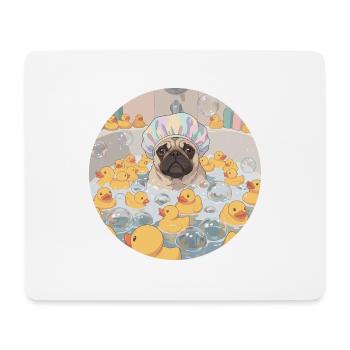 Mopps im Seifenblasenbad - Mousepad (Querformat) - Weiß - Vorne