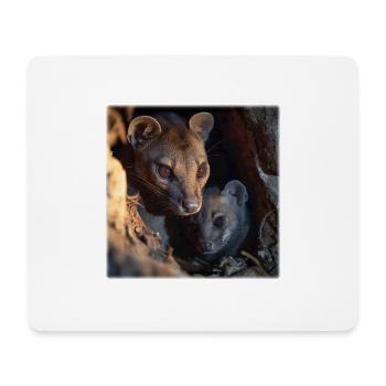 Fossa mit Jungtier – Schutz & Verbundenheit - Mousepad (Querformat) - Weiß - Vorne
