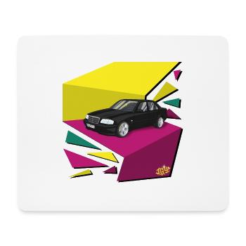Schwarzer Wagen Neon-Geometrie - Mousepad (Querformat) - Weiß - Vorne