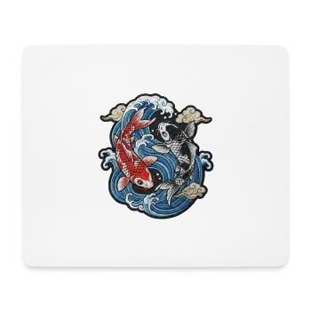 Koi in Waves: Sereni Embroidery - Mouse Pad (horizontal) - white - Front