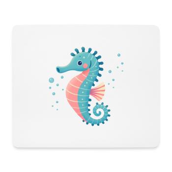 Seepferdchen in Türkis und Pink - Mousepad (Querformat) - Weiß - Vorne
