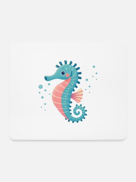 Seepferdchen in Türkis und Pink - Mousepad (Querformat) - Weiß