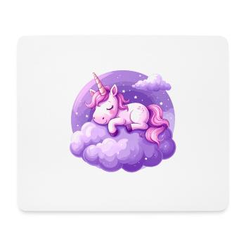 Pink unicorn sleeping on a purple cloud - Mouse Pad (horizontal) - white - Front