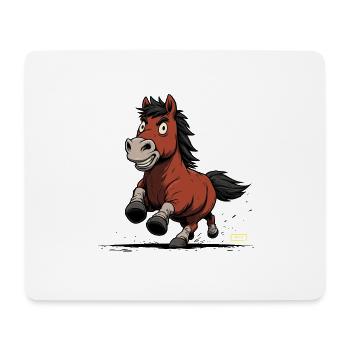 Caricature du poney qui court - Tapis de souris (format paysage) - blanc - Devant