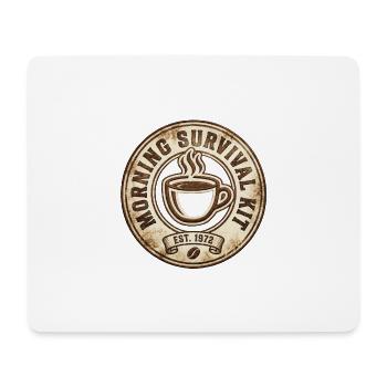 Badge de survie du café du matin - Tapis de souris (format paysage) - blanc - Devant