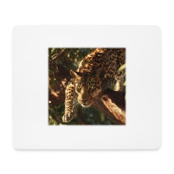 Léopard sur branche Puissant motif de grand félin - Tapis de souris (format paysage) - blanc - Devant