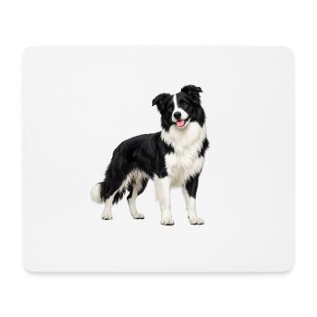 Black and White Border Collie - Mouse Pad (horizontal) - white - Front