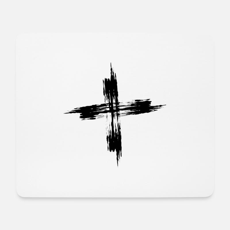 Asche Kreuz zur Buße Schwarzer Kreuzstrich - Mousepad (Querformat) - Weiß