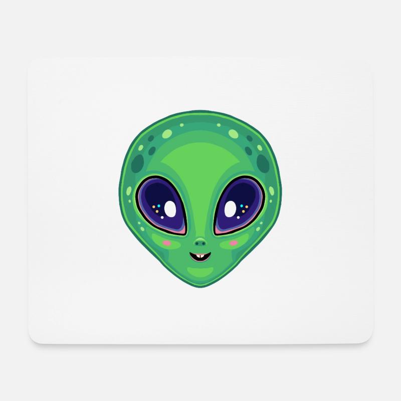 Cute Kawaii Bright-Eyed Alien - Mouse Pad (horizontal) - white