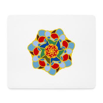 Mandala Floral Coloré Bleu Vert Jaune - Tapis de souris (format paysage) - blanc - Devant