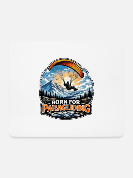 Geboren zum Paragliding - Mousepad (Querformat) - Weiß