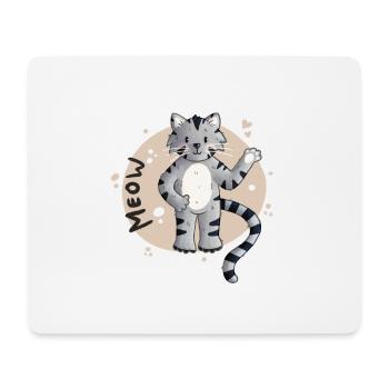Dessin animé du Chaton Miaou - Tapis de souris (format paysage) - blanc - Devant