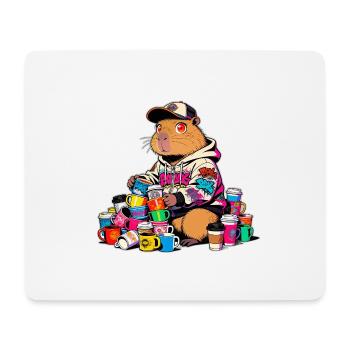 Capybara collectionneur de tasses - Tapis de souris (format paysage) - blanc - Devant