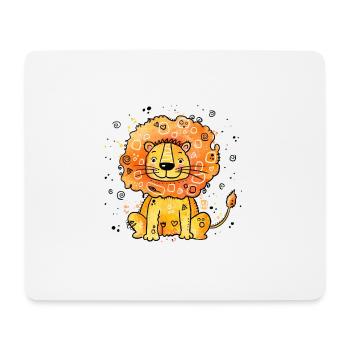 Doodle lion in orange fur - Mouse Pad (horizontal) - white - Front