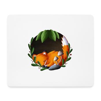 Schlafender Fuchs im Grünkreis - Mousepad (Querformat) - Weiß - Vorne