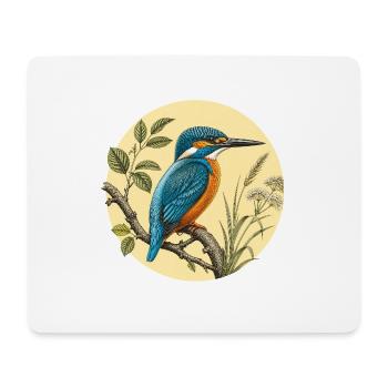 Vintagischer botanischer Eisvögel - Mousepad (Querformat) - Weiß - Vorne