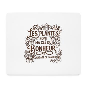 Les Plantes sont ma Cle du Bonheur - Jardinage - Tapis de souris (format paysage) - blanc - Devant