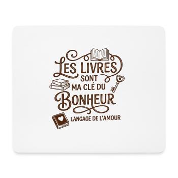 Booklover : Les livres sont ma clé du bonheur - Tapis de souris (format paysage) - blanc - Devant