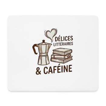 Delices litteraires & Cafeine - Livre et Cafe - Tapis de souris (format paysage) - blanc - Devant