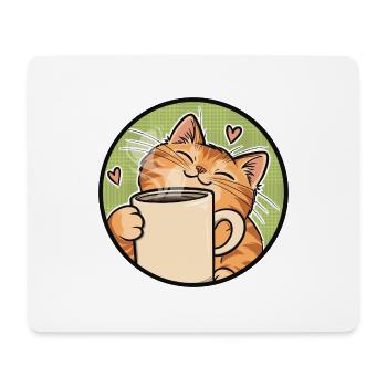 Cozy Cat Coffee Heart Illustration - Mousepad (Querformat) - Weiß - Vorne