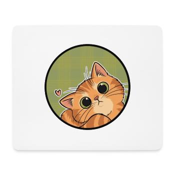 Neugieriges Kätzchen auf Karo - Mousepad (Querformat) - Weiß - Vorne