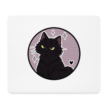 Mitternachtskatze im Sparkle Circle - Mousepad (Querformat) - Weiß - Vorne