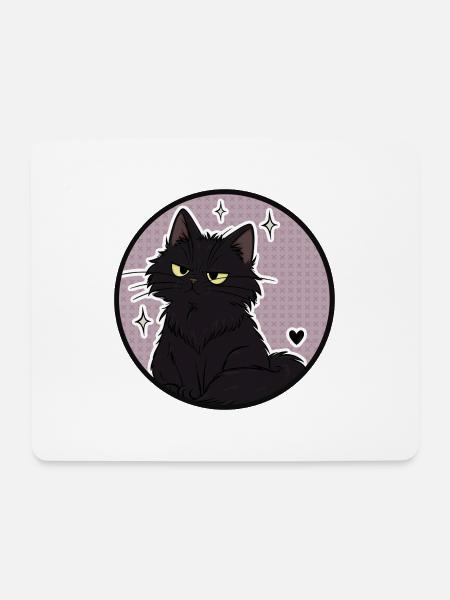Mitternachtskatze im Sparkle Circle - Mousepad (Querformat) - Weiß