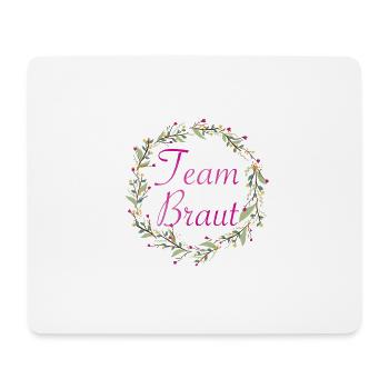 Team Braut mit Blumenkranz pinker Schriftzug - Mousepad (Querformat) - Weiß - Vorne