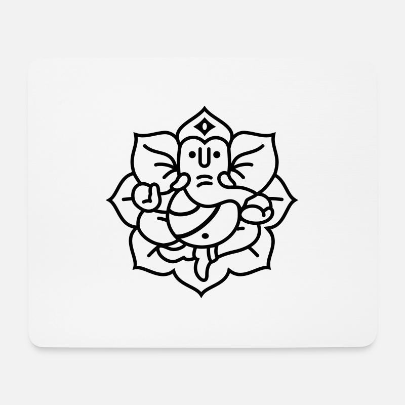 Ganesha Elefant (elephant) No.02_1c - Mousepad (Querformat) - Weiß