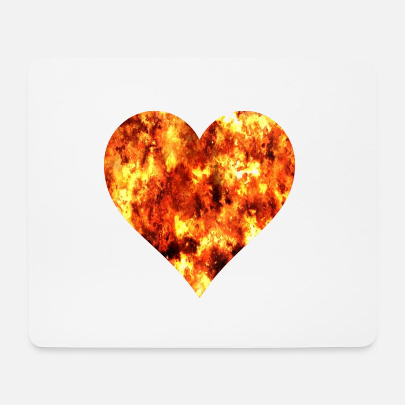 herz aus feuer - Mousepad (Querformat) - Weiß