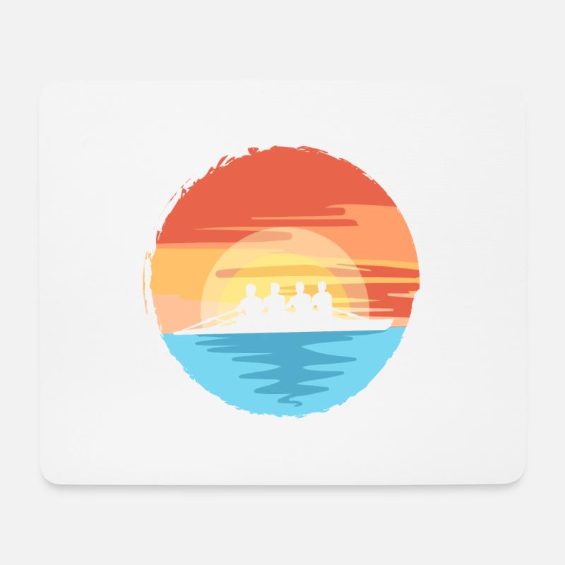 Cool Rowing Retro Sunset Rowers Paddleboard Canoe - Mouse Pad (horizontal) - white