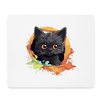 Guck-a-miau: Katze im zerrissenen Stoff Design - Mousepad (Querformat) - Weiß - Vorne