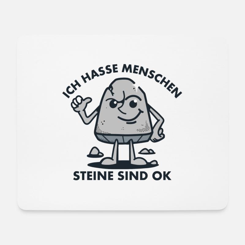 Ich hasse Menschen. Steine sind ok. - Mousepad (Querformat) - Weiß