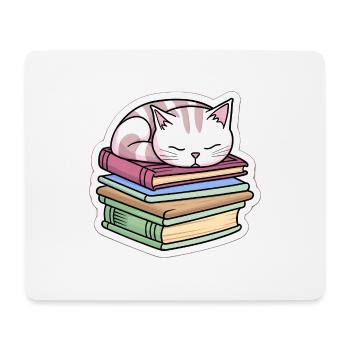 Sleeping Book Cat - Mouse Pad (horizontal) - white - Front