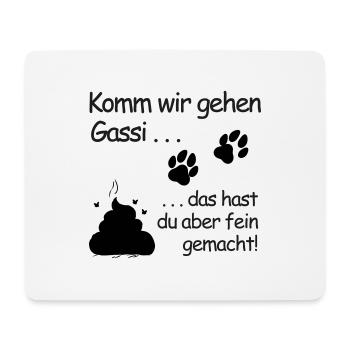 Komm wir gehen Gassi: Belohnung in Pfotenform - Mousepad (Querformat) - Weiß - Vorne