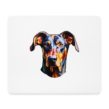 Doberman Head Psychédélique - Tapis de souris (format paysage) - blanc - Devant