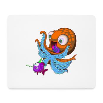 Oktopus Birthday Fisch - Mousepad (Querformat) - Weiß - Vorne